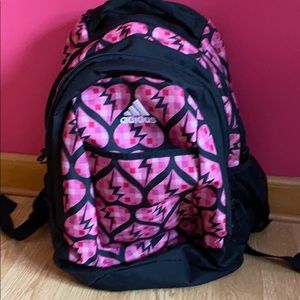 Adidas Pink and Black Hearts Backpack